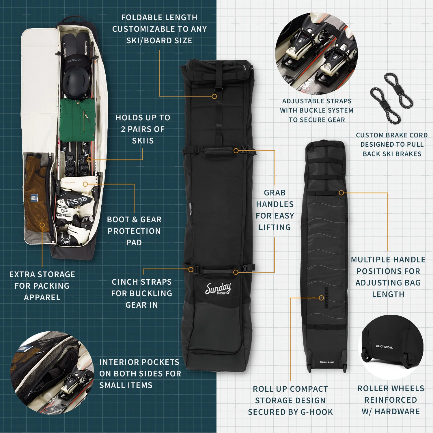 Drifter Ski Travel Bag | Black - Image 4