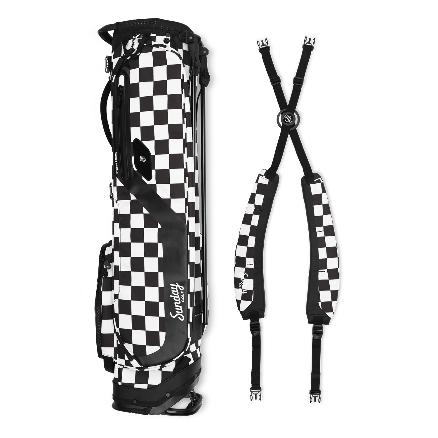 El Camino | Black/White Checker Mid Size Stand Bag - Image 4