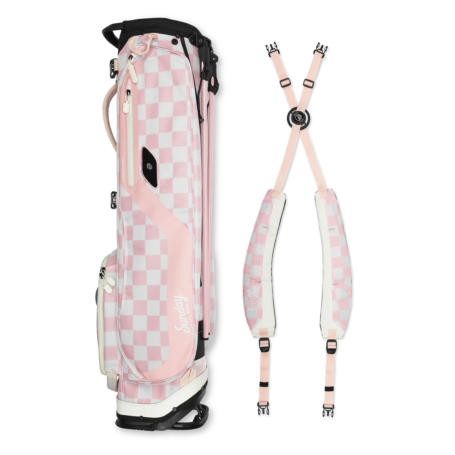 El Camino | Pink/White Checker Mid Size Stand Bag - Image 4