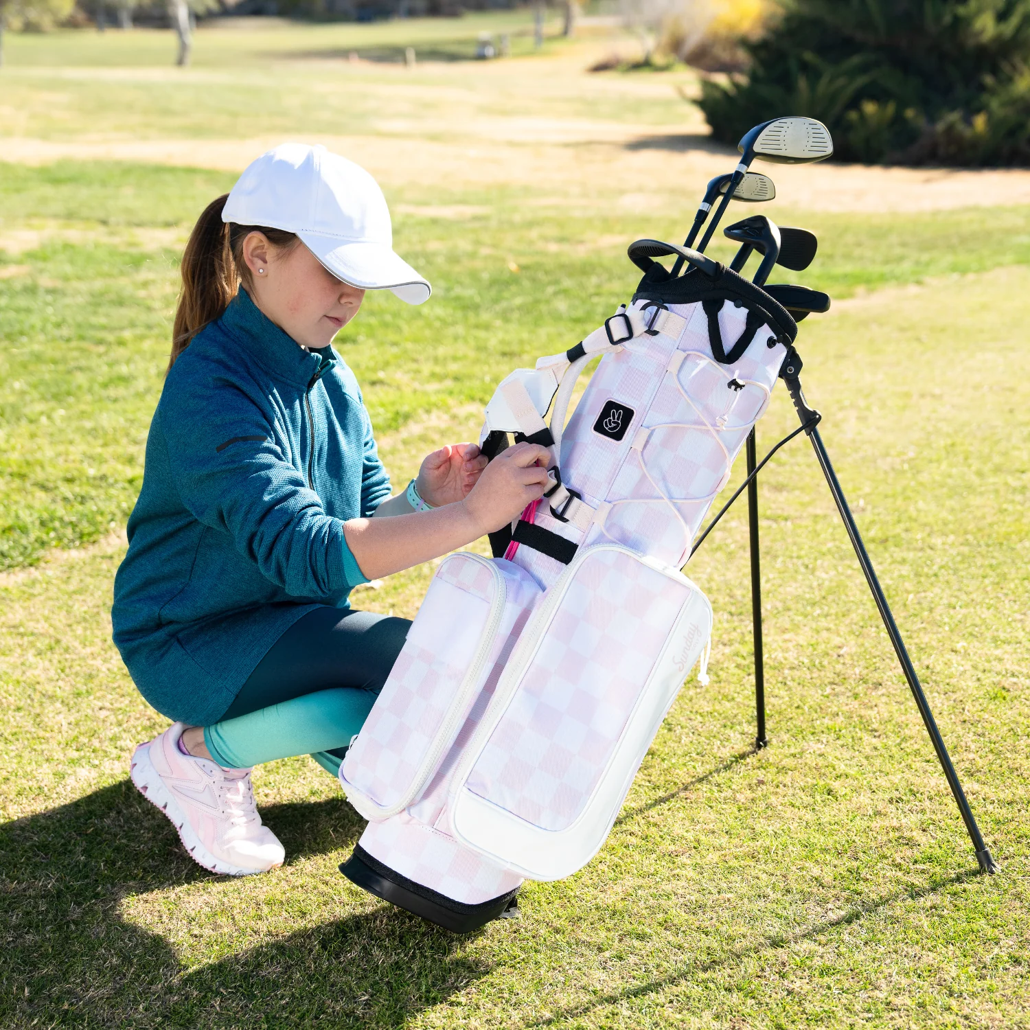 Recess Kids Golf Bag | Pink/White Checker - Image 9