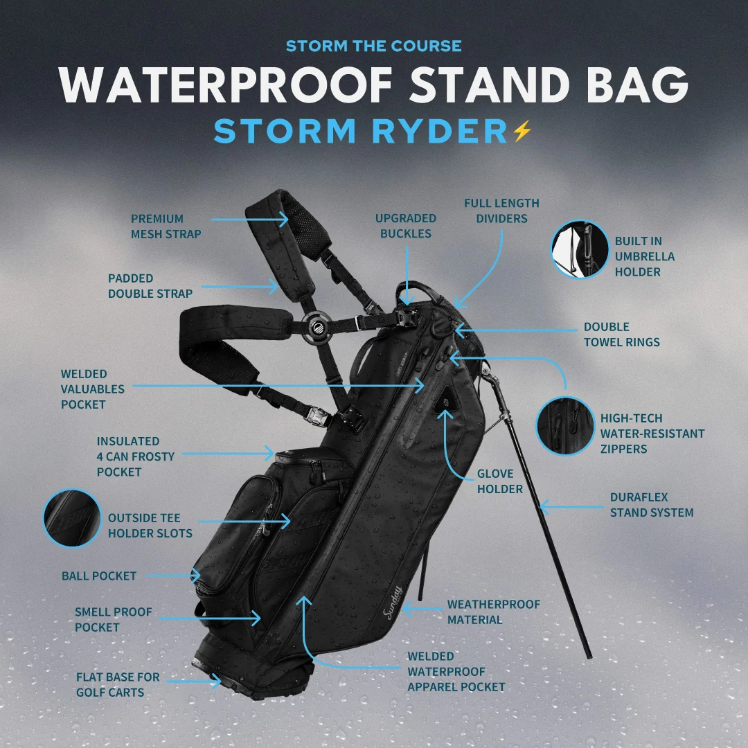 Storm Ryder | Black Waterproof Full Size Stand Bag - Image 2