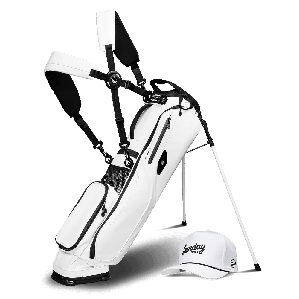 El Camino S-Class Bundle w/ White Rope Hat | White Vegan Leather Mid Size Stand Bag